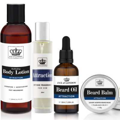 Attraction-Body-Lotion-beard-oil-balm-and-edp Jax of London Gift Sets